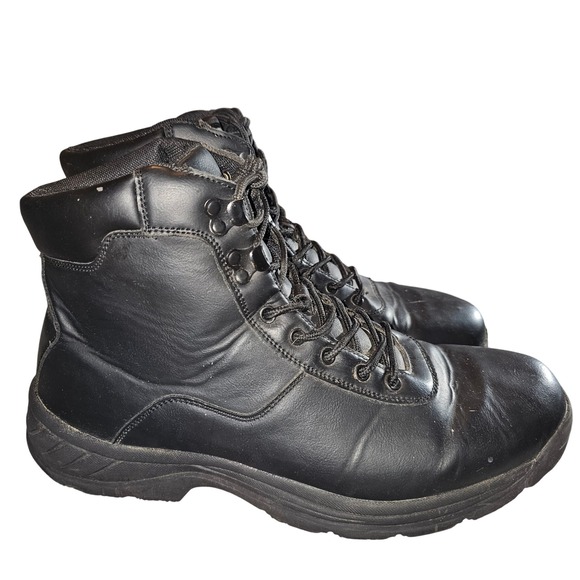 Denali Black Leather Work Boots Mens Lace Up Round Toe Ankle High Size 13 - Picture 1 of 8